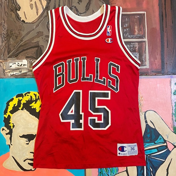 Vintage Champion Chicago Bulls Michael Jordan Basketball Jersey - Picture 2 of 10